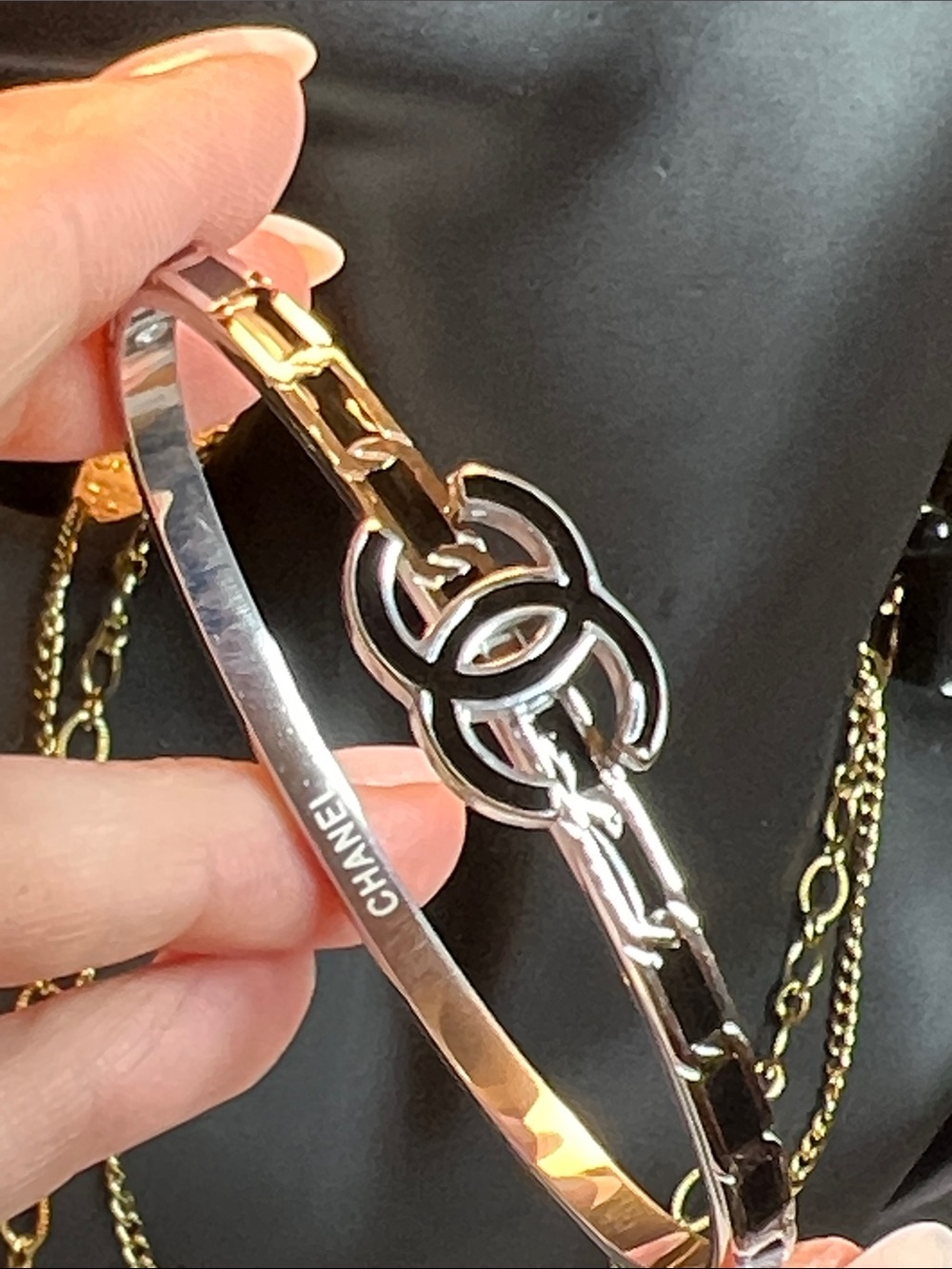 Black and Gold CC are Emblem Bracelet
